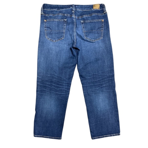 AEO American Eagle Outfitters Boy Fit Stretch Blue Relax Mid-rise Jeans Size 10 - Picture 4 of 13